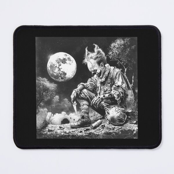 Item preview, Sinister Clown Resting Beneath the Full Moon – Gothic Horror Art designed and sold by inkoutninja.