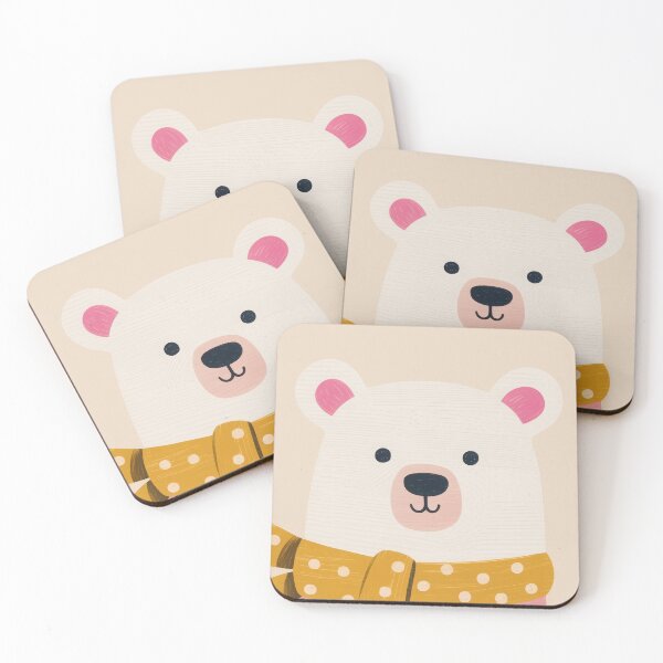 Item preview, Cute White Bear with Yellow Scarf Illustration designed and sold by LopezDarlene.