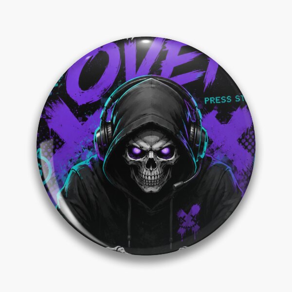 Item preview, Game Over – Neon Skull Gamer | Cyber Gaming Streetwear designed and sold by Tytofy.