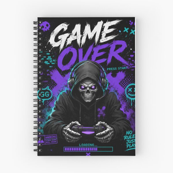 Item preview, Game Over – Neon Skull Gamer | Cyber Gaming Streetwear designed and sold by Tytofy.