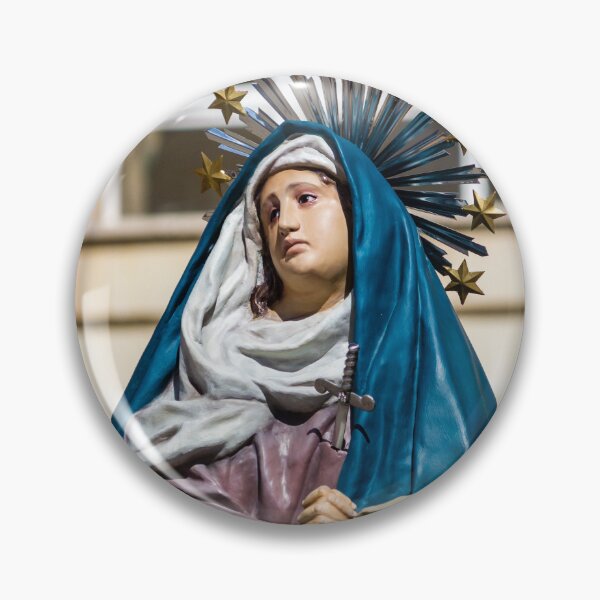 Item preview, Virgin Mary Statue in Blue Mantle Wearing Crown of Stars - Catholic Religious Madonna Icon of Sorrow designed and sold by Nmallia.