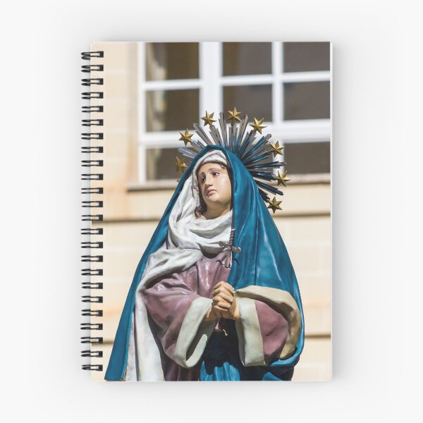 Item preview, Virgin Mary Statue in Blue Mantle Wearing Crown of Stars - Catholic Religious Madonna Icon of Sorrow designed and sold by Nmallia.