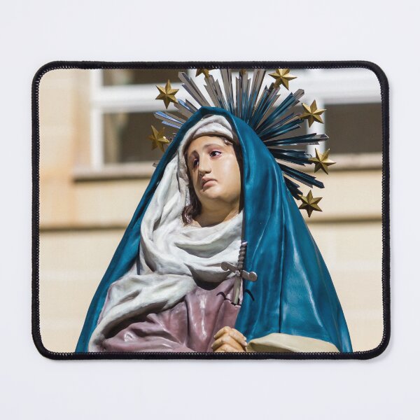 Item preview, Virgin Mary Statue in Blue Mantle Wearing Crown of Stars - Catholic Religious Madonna Icon of Sorrow designed and sold by Nmallia.