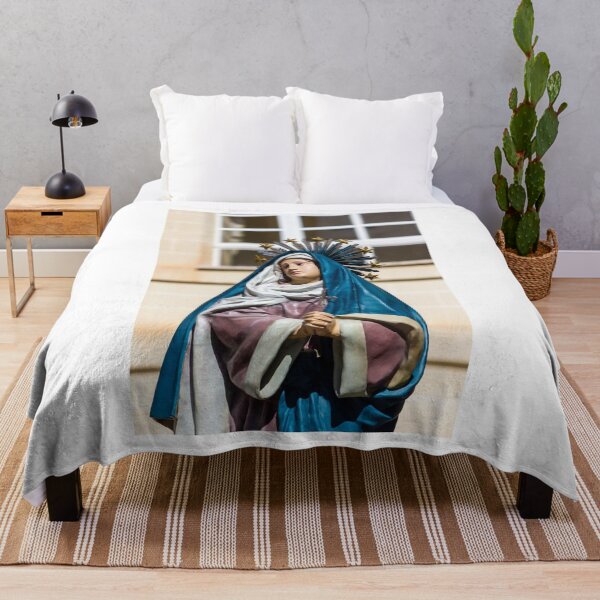 Item preview, Virgin Mary Statue in Blue Mantle Wearing Crown of Stars - Catholic Religious Madonna Icon of Sorrow designed and sold by Nmallia.