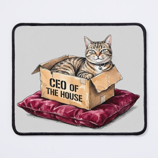 Item preview, CEO of the House - Funny Boss Cat in Box Watercolor Art designed and sold by SoulPT.