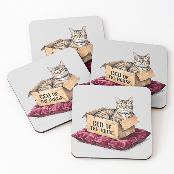 Item preview, CEO of the House - Funny Boss Cat in Box Watercolor Art designed and sold by SoulPT.