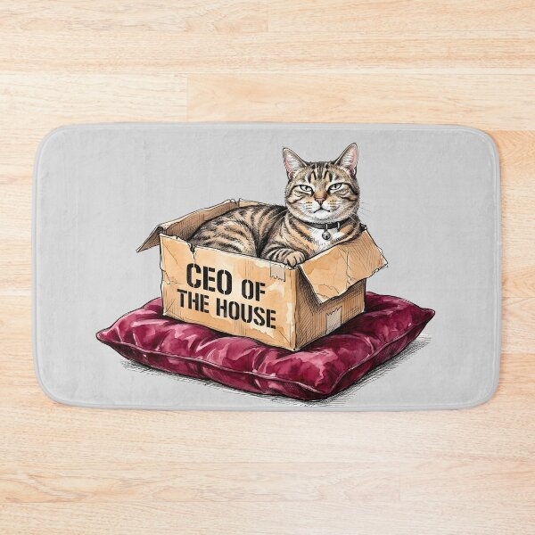 Item preview, CEO of the House - Funny Boss Cat in Box Watercolor Art designed and sold by SoulPT.