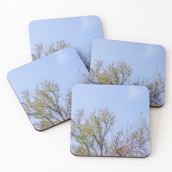 Item preview, Sunlit Tree Branches Reaching Into A Clear Blue Sky Over Open Landscape designed and sold by Nmallia.