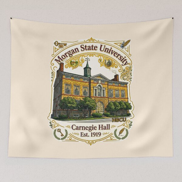 Item preview, Morgan State University Carnegie Hall Historic Campus Illustration designed and sold by EvergreenPark - Tee Studio.
