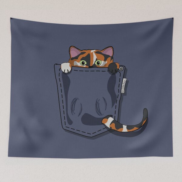 Item preview, Pocket Cat – Cute Peekaboo Calico Cat in Hoodie Pocket designed and sold by Fun Funky Designs.