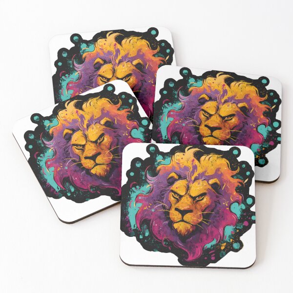 Item preview, Colorful Neon Lion Head Splash Paint Wild Art designed and sold by Zodiac Celestial Art.