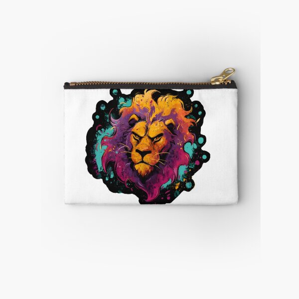 Item preview, Colorful Neon Lion Head Splash Paint Wild Art designed and sold by Zodiac Celestial Art.