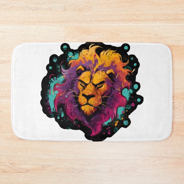 Item preview, Colorful Neon Lion Head Splash Paint Wild Art designed and sold by Zodiac Celestial Art.