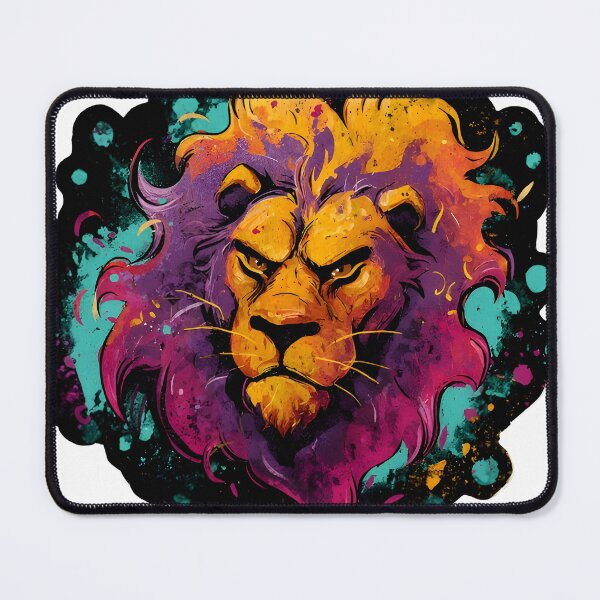 Item preview, Colorful Neon Lion Head Splash Paint Wild Art designed and sold by Zodiac Celestial Art.