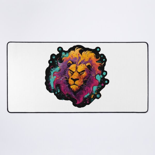 Item preview, Colorful Neon Lion Head Splash Paint Wild Art designed and sold by Zodiac Celestial Art.