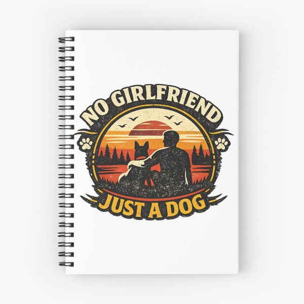 Item preview, No Girlfriend Just A Dog – Vintage Sunset Badge T-Shirt designed and sold by UrbanStatic.
