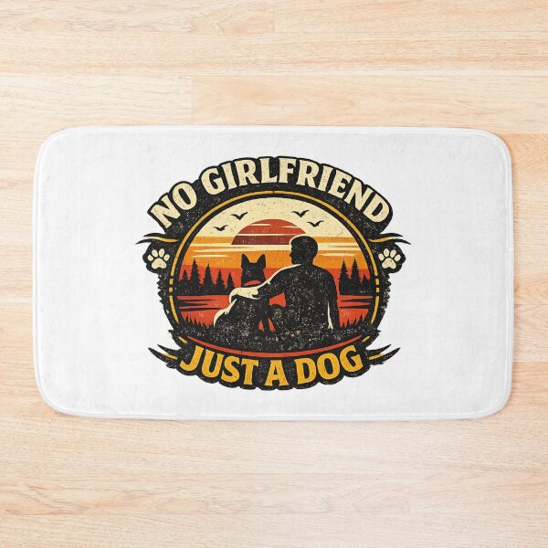 Item preview, No Girlfriend Just A Dog – Vintage Sunset Badge T-Shirt designed and sold by UrbanStatic.
