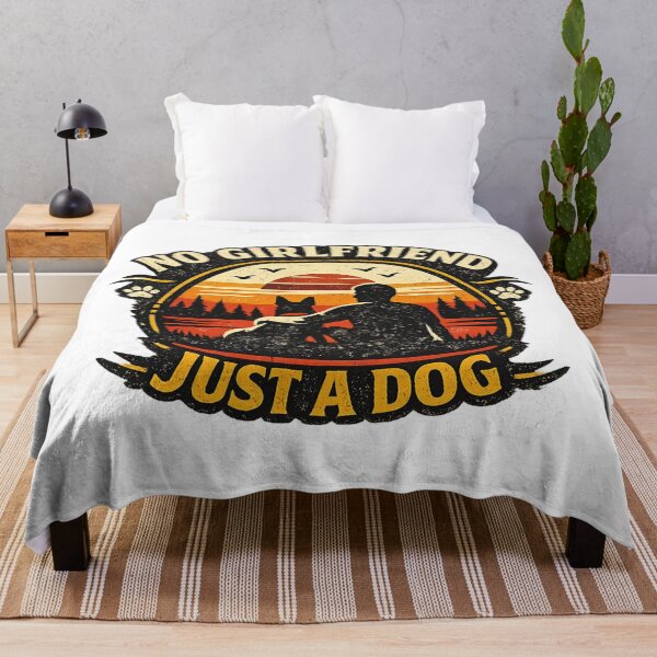 Item preview, No Girlfriend Just A Dog – Vintage Sunset Badge T-Shirt designed and sold by UrbanStatic.