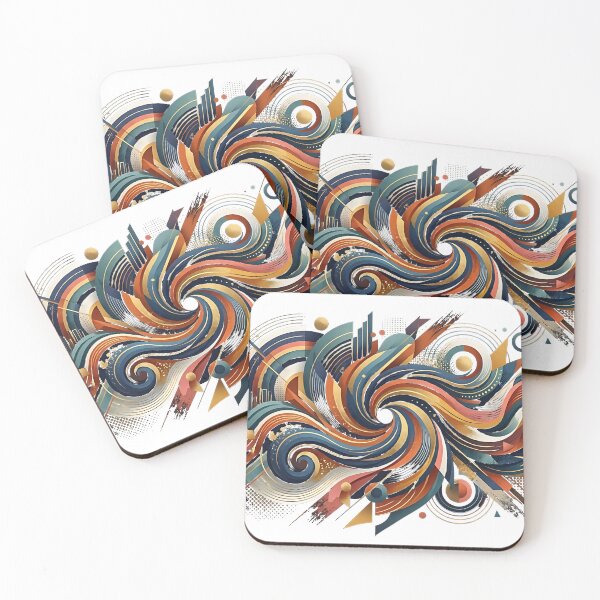 Item preview, Golden Vortex Wave and Coral Geometric Abstract Art designed and sold by dytf79.