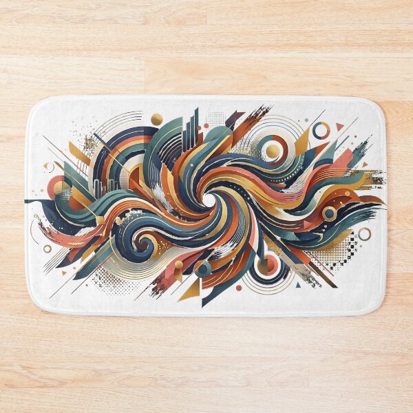 Item preview, Golden Vortex Wave and Coral Geometric Abstract Art designed and sold by dytf79.