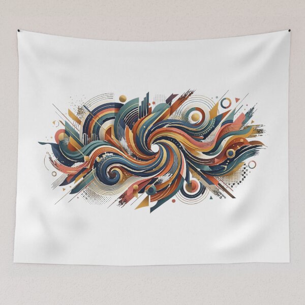 Item preview, Golden Vortex Wave and Coral Geometric Abstract Art designed and sold by dytf79.
