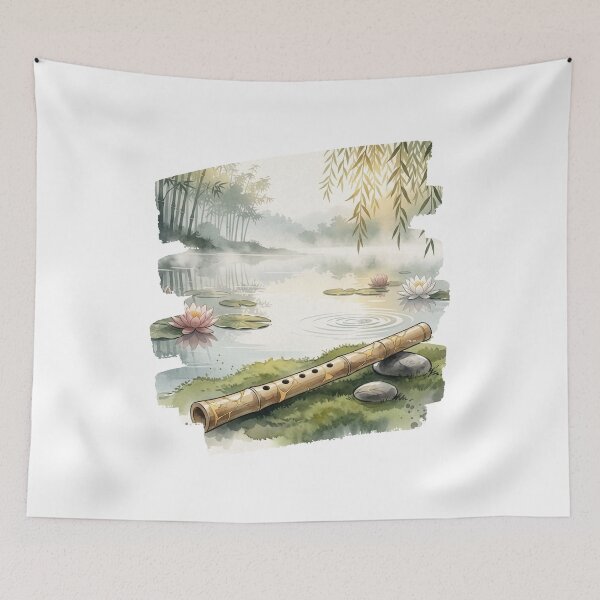 Item preview, Bamboo Flute Serenity | Lotus Pond designed and sold by NatureHarmony16.