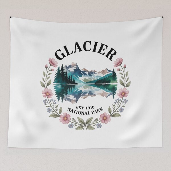 Item preview, Floral Glacier National Park Hiking Camping Outdoor designed and sold by SapfireStuArt.