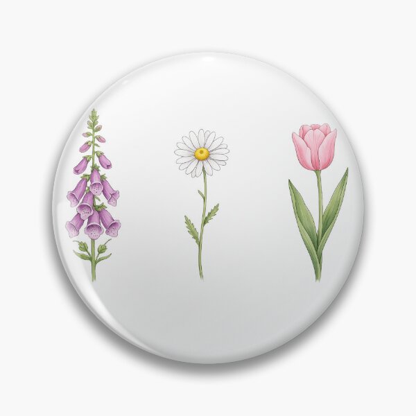 Item preview, Botanical Trio Design with Foxglove Daisy Tulip Art Floral Graphic Tee Nature Inspired T-shirt# designed and sold by TDZCOLLECTION.