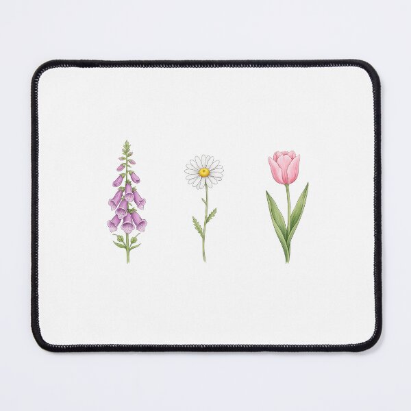 Item preview, Botanical Trio Design with Foxglove Daisy Tulip Art Floral Graphic Tee Nature Inspired T-shirt# designed and sold by TDZCOLLECTION.