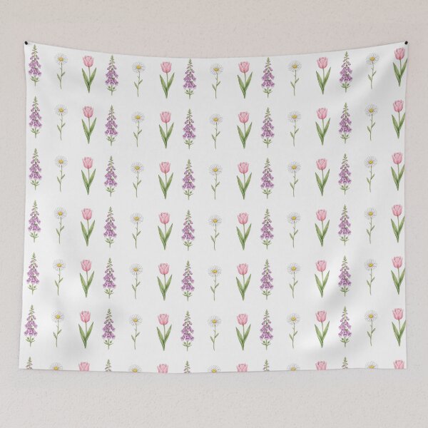 Item preview, Botanical Trio Design with Foxglove Daisy Tulip Art Floral Graphic Tee Nature Inspired T-shirt# designed and sold by TDZCOLLECTION.