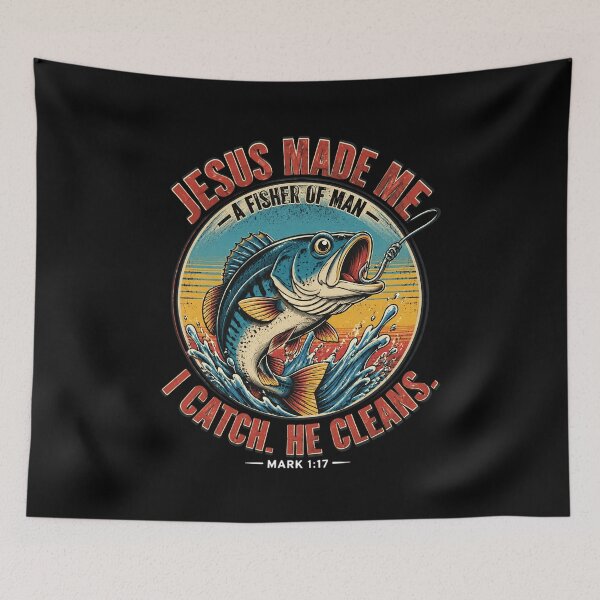 Item preview, Jesus Made Fisher Men Bass Fishing Christian Funny Fishing designed and sold by OlakunleOloroz.