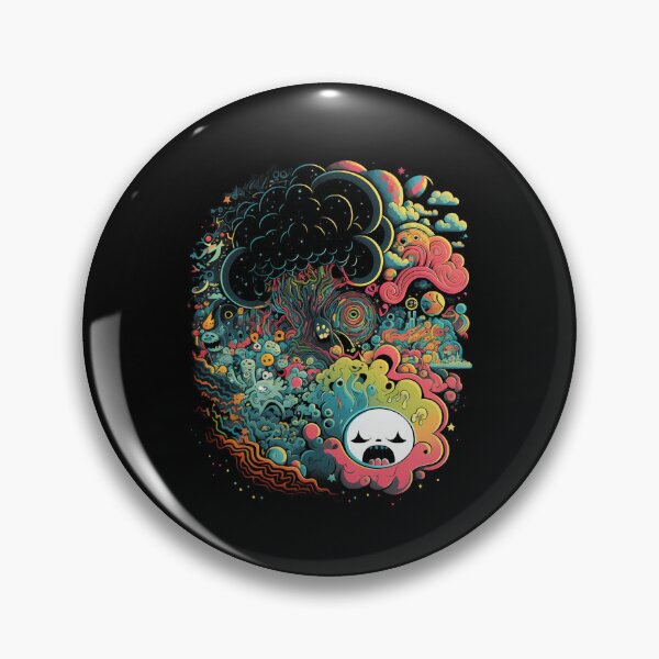 Item preview, Vibrant Psychedelic Cosmic Doodle Art on Black Background designed and sold by ELEGANCE98.
