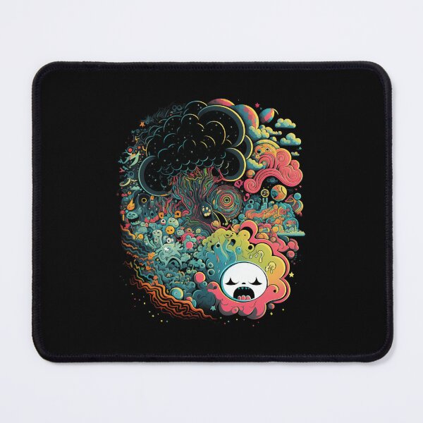 Item preview, Vibrant Psychedelic Cosmic Doodle Art on Black Background designed and sold by ELEGANCE98.