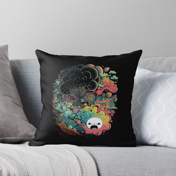 Item preview, Vibrant Psychedelic Cosmic Doodle Art on Black Background designed and sold by ELEGANCE98.