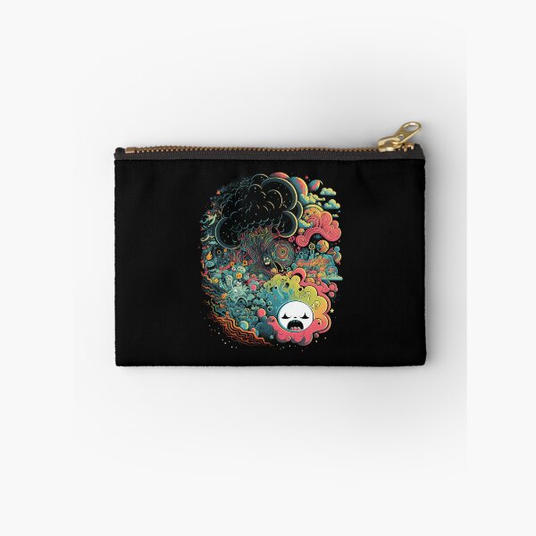 Item preview, Vibrant Psychedelic Cosmic Doodle Art on Black Background designed and sold by ELEGANCE98.