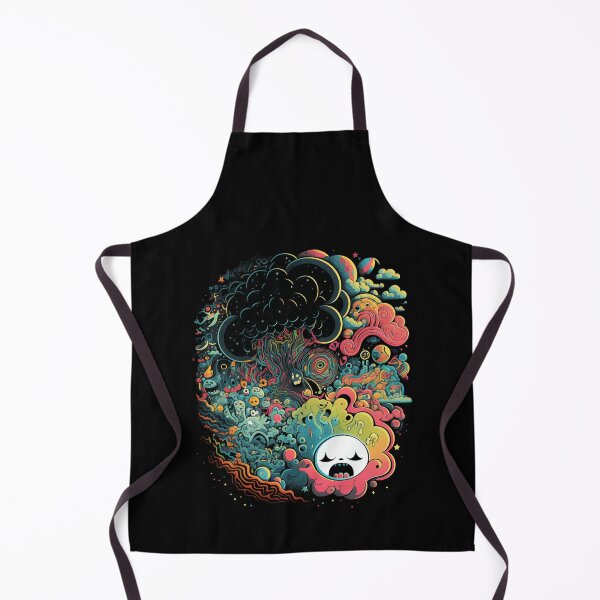 Item preview, Vibrant Psychedelic Cosmic Doodle Art on Black Background designed and sold by ELEGANCE98.