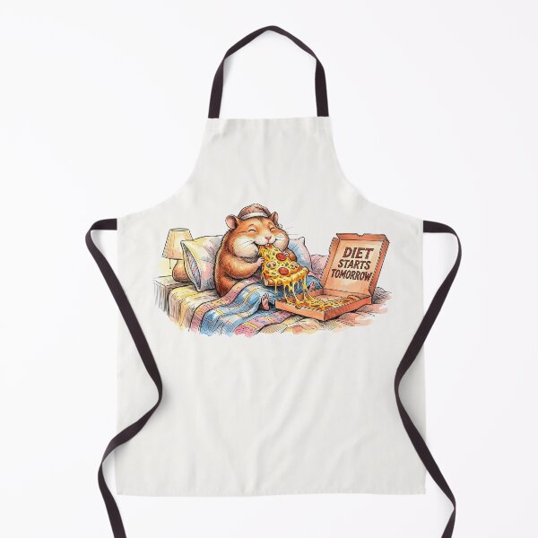 Item preview, Diet Starts Tomorrow - Funny Hamster Eating Pizza Watercolor Art designed and sold by SoulPT.