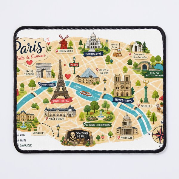 Item preview, paris turist illustrated map designed and sold by Erlin Rudho.