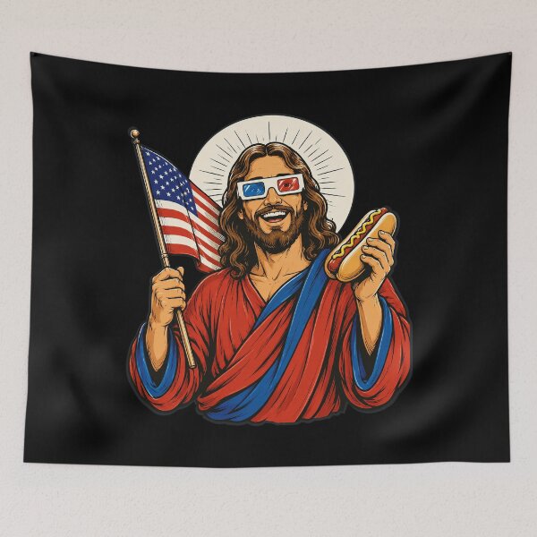 Item preview, Jesus USA American Christian Patriotic Hotdog designed and sold by OlakunleOloroz.
