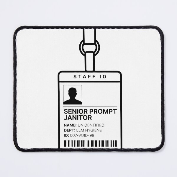 Item preview, Senior Prompt Janitor Staff ID LLM Hygiene designed and sold by Bianca Oltean.