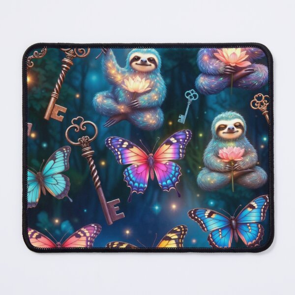 Item preview, Whimsical Sloth Butterfly Key Fantasy Design designed and sold by IntelliMindDesigns.