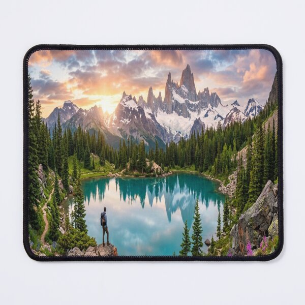 Item preview, Wanderlust at Sunset: Majestic Alpine Mountain Lake designed and sold by AanviPatel.
