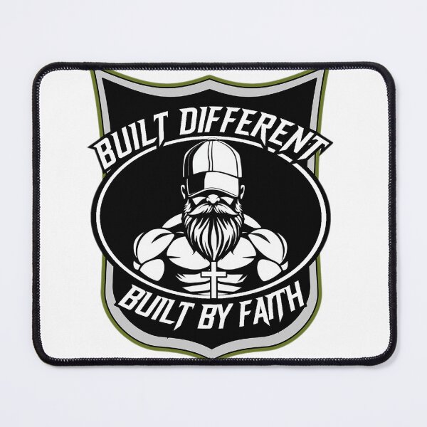 Item preview, Built Different Built By Faith Christian Gym Shield designed and sold by Bezuiden.