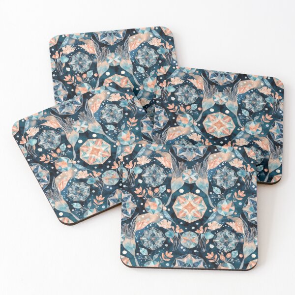 Item preview, Intricate Blue Peach Symmetrical Mandala Pattern designed and sold by IntelliMindDesigns.