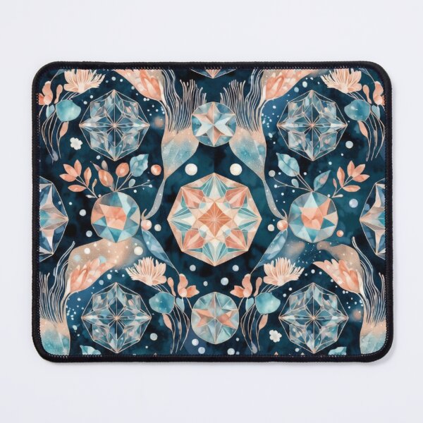 Item preview, Intricate Blue Peach Symmetrical Mandala Pattern designed and sold by IntelliMindDesigns.