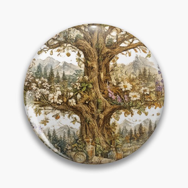 Item preview, The Four Seasons Tree – Vintage Botanical Cottagecore Nature Illustration designed and sold by Cavalier-org.