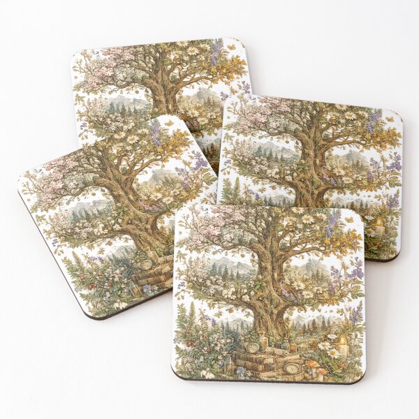 Item preview, The Four Seasons Tree – Vintage Botanical Cottagecore Nature Illustration designed and sold by Cavalier-org.