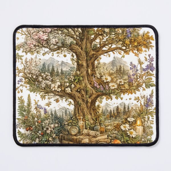 Item preview, The Four Seasons Tree – Vintage Botanical Cottagecore Nature Illustration designed and sold by Cavalier-org.