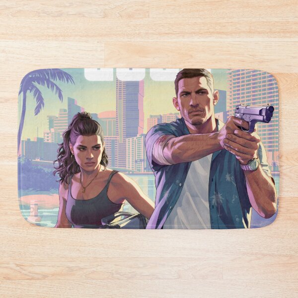 Item preview, Retro Vice City Gaming Poster - Neon Sunset Tropical Action Wall Art designed and sold by William Cano.
