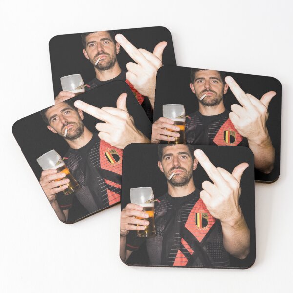 Item preview, Belgium Football-Thibaut Courtois Middle Finger And Drinking designed and sold by AlejandroRay.